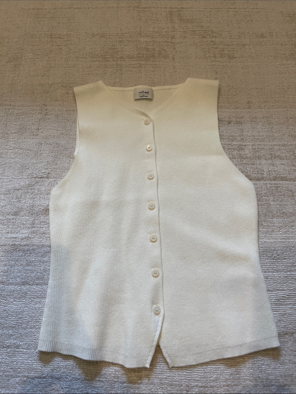 Aritzia Cream Button-Front Knit Vest - Picture 3 of 4